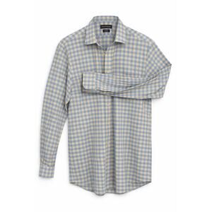 Paul Fredrick Non-Iron Dress Shirt Mens 16 - 36 Blue Yellow Gingham